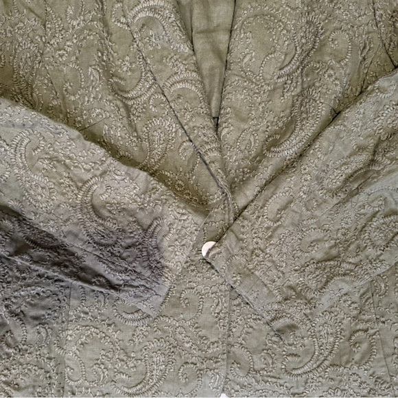 Windsmoor Embroidered Linen Olive Green Paisley Women's Jacket Size 14 Textured - Picture 9 of 15